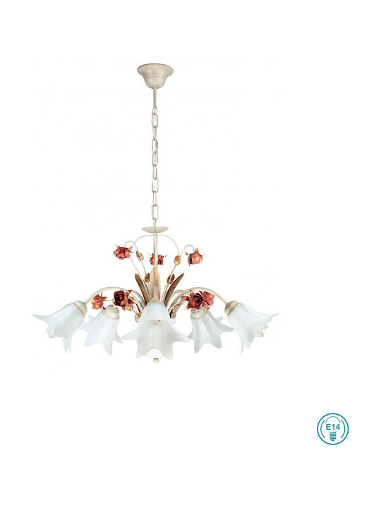 Fan Europe Rose/5 Pendant Chandelier for 5 Bulbs E14, E.14 Multicolour