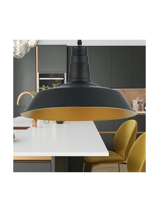 Elmark Matt Pendant Light Black Bell with Socket E27 36x129cm