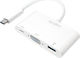 LogiLink Μετατροπέας USB-C male σε USB-A / USB-C / VGA female Λευκό 1τμχ UA0260