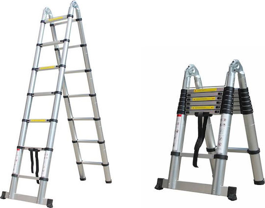 Herzberg Teleskopische Leiter Aluminium 14 Stufen mit maximaler Höhe 4.4m