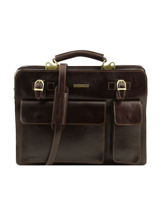 Tuscany Leather Venezia Leather Men's Briefcase Dark Brown