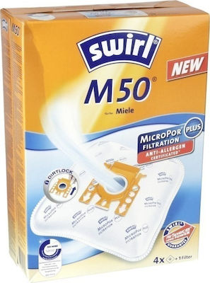 Swirl M50 MicroPor Plus AirSpace Σακούλες Σκούπας 4τμχ Συμβατή με Σκούπα Miele