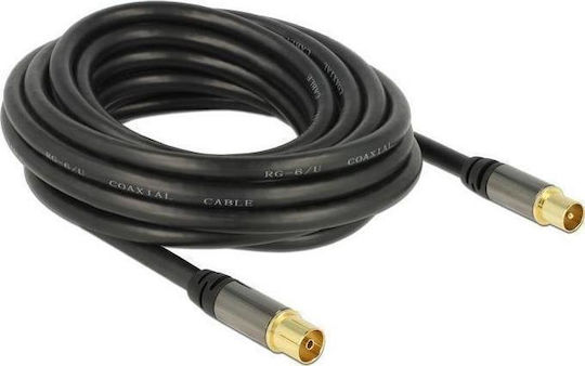 DeLock Καλώδιο Κεραίας Coax male - Coax female Μαύρο 5m (88925) 1τμχ