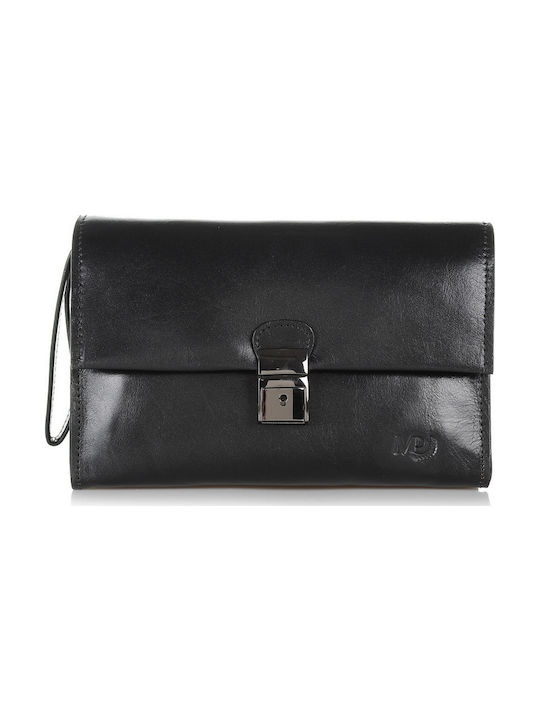 Marta Ponti Leather Men's Bag Handbag Black