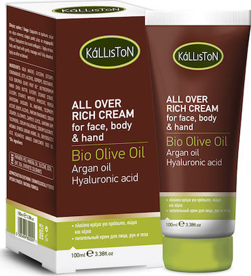 Kalliston Bio Olive Oil All Over Feuchtigkeitsspendende Creme Körper mit Hyaluronsäure 100ml