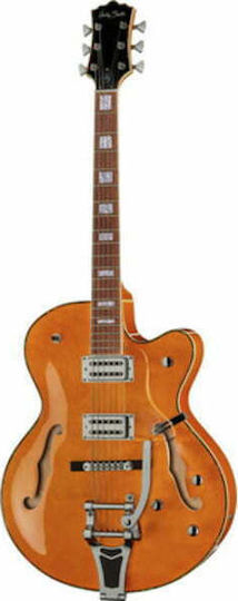 Harley Benton BigTone Vintage Elektrische Gitarre ES mit HH Tonabnehmerkonfiguration Orange