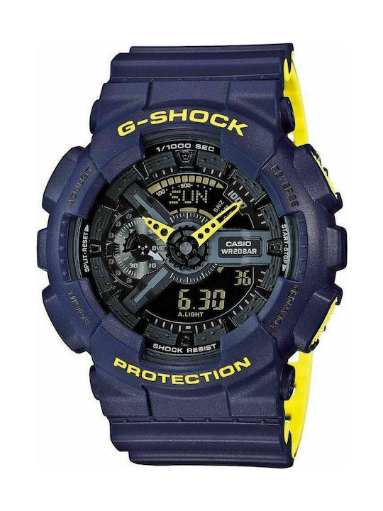 Casio G-Shock Analog/Digital Watch Chronograph Battery with Blue Rubber Strap