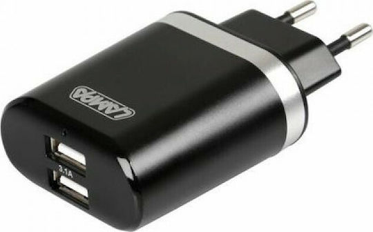 Lampa Φορτιστής Χωρίς Καλώδιο με 2 Θύρες USB-A Μαύρος (L3887.6)