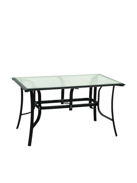 Τραπέζι Εξωτερικού Χώρου Μεταλλικό με Γυάλινη Επιφάνεια 154562 Μαύρο 120x70x75εκ.