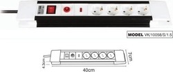 VK Lighting KF-LGD-04K 4-Outlet Power Strip with Surge Protection White