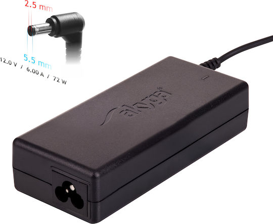 Akyga Universal Φορτιστής Laptop 72W 12.0V 6.0A χωρίς Καλώδιο Τροφοδοσίας