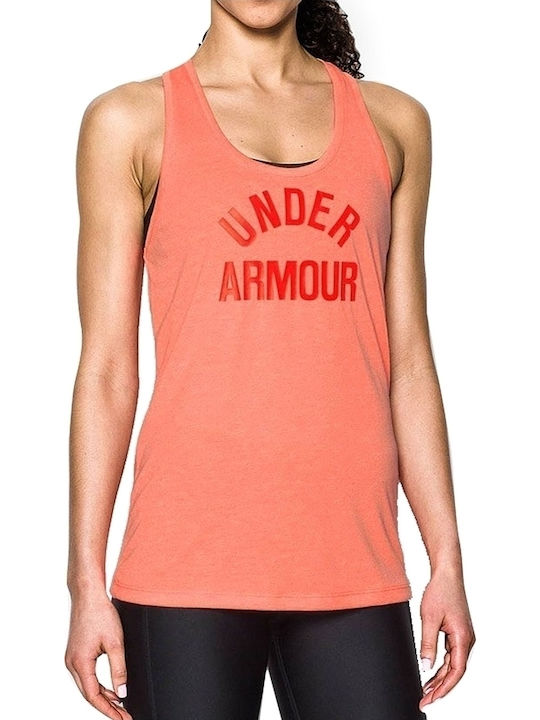 Under Armour Threadborne Train Women's Athletic Blouse Sleeveless Orange