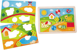 Wooden Kids Peg Puzzle Sunny Valley for 1+ Years 12pcs Hape