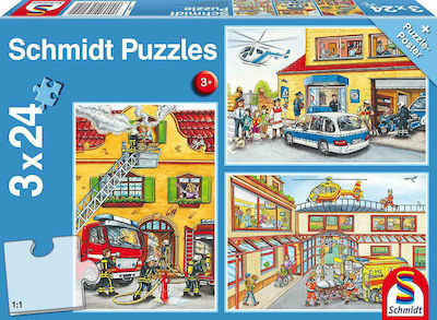 Kids Puzzle Fire Engine & Police for 3++ Years 24pcs Schmidt Spiele