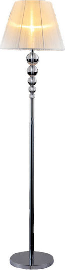 Aca Aca Textile Stehlampe H165xM40cm mit E27 Lampenbirnensockel Chrom und Weiß