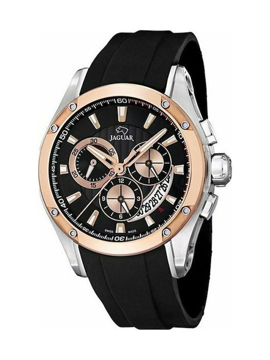 Jaguar Uhr Chronograph Batterie mit Schwarz Kautschukarmband J689/1