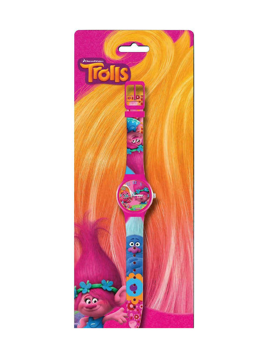 Trolls Kinder Analoguhr mit Kautschuk/Plastik Armband Fuchsie