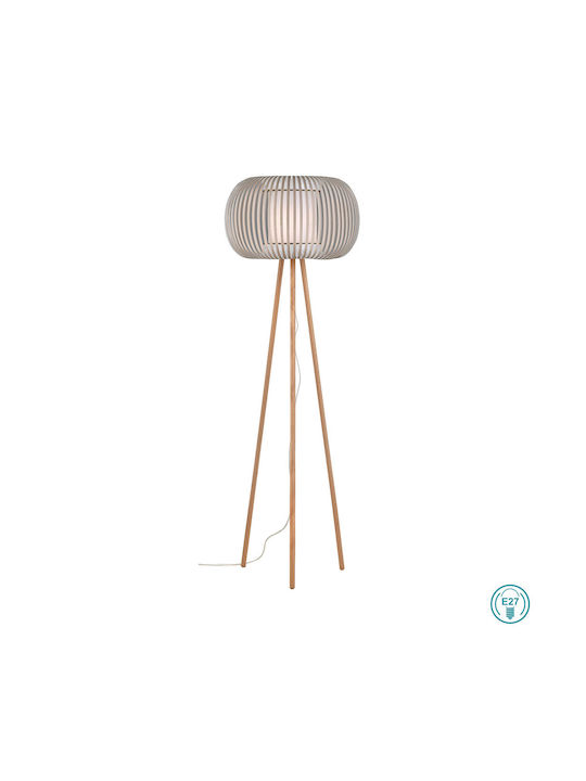 Viokef Iris Floor Lamp H150xL50cm with E27 Lamp Bulb Base Beige Oak