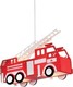 Aca Kids Wooden Chandelier Ceiling Light E27 Fire Truck Red 13W