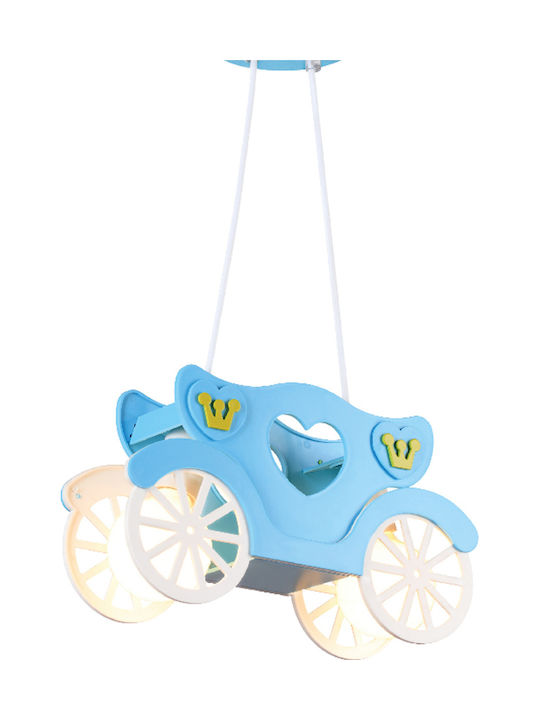 Aca Άμαξα Πολύφωτο Παιδικό Φωτιστικό Κρεμαστό από Μέταλλο 40W με Υποδοχή E27 σε Μπλε Χρώμα