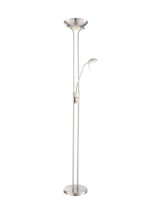 Globo Lighting Leonas LED Floor Lamp H180xW25.5cm. with Warm White Light Silver