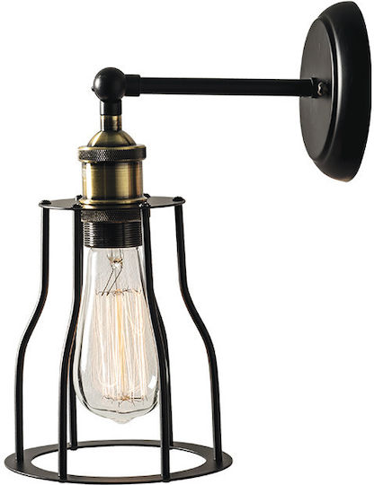 Aca Sotis Vintage Lamp Wall with Socket E27 Black 15cm