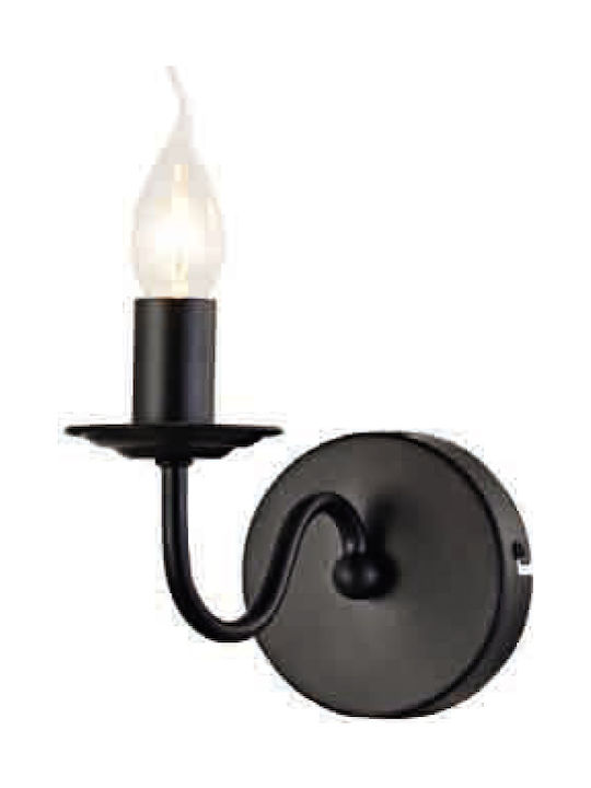 Aca Classic Wall Lamp with Socket E14 Black Width 12cm