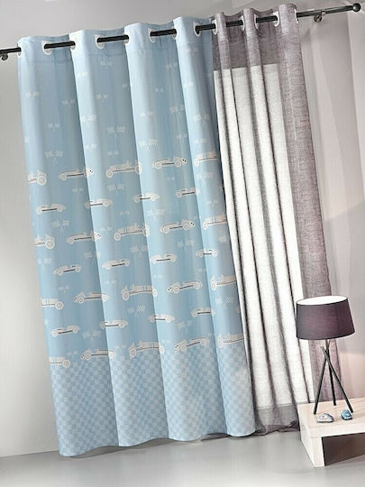 Saint Clair Kinder Vorhang Race mit Haken Hellblau 160x250cm