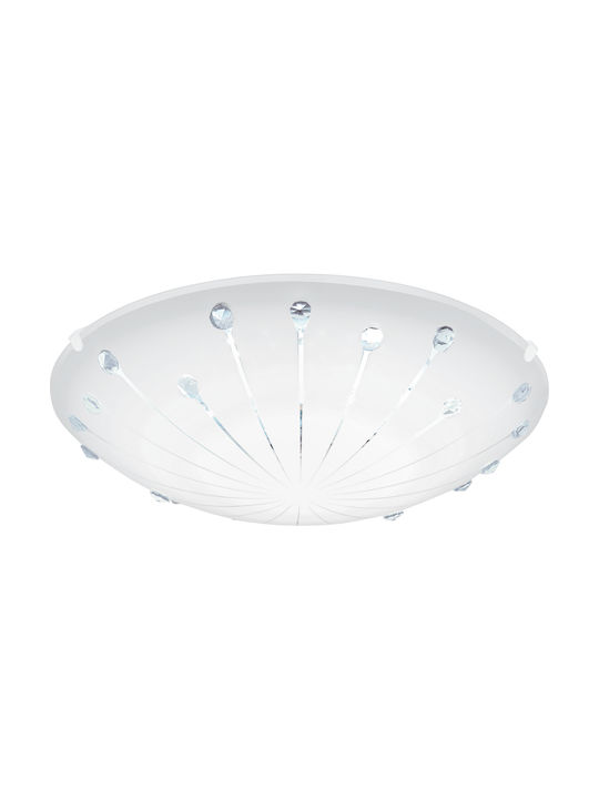 Eglo Margitta Κλασική Γυάλινη Πλαφονιέρα Οροφής με Ενσωματωμένο LED σε Λευκό χρώμα 31.5cm