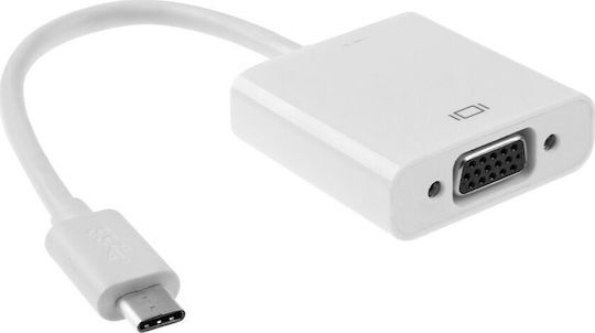 Convertor USB-C Masculin în VGA Feminin Alb 1 Bucată 18297