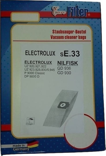 Euro Filter s E33 Торби за прахосмукачка 5бр Съвместима с прахосмукачка Electrolux / Nilfisk