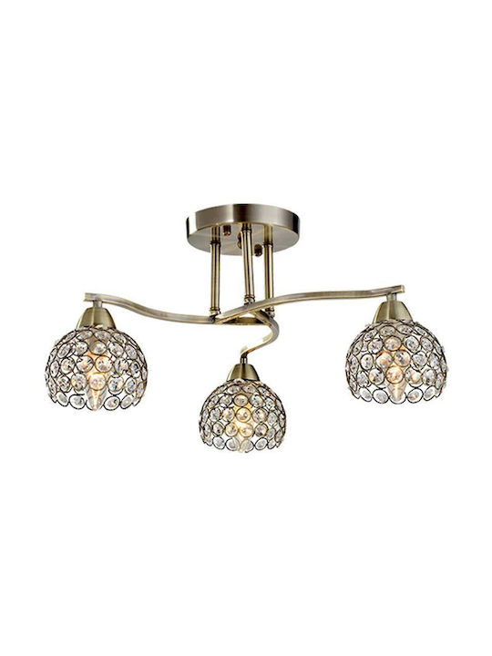 Elmark Classic Ceiling Mount Light with Socket E14 with Crystals in Gold color 44.5pcs