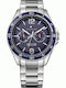 Tommy Hilfiger Erik Ανδρικό Ρολόι 44mm Χρονογράφος Μπαταρίας με Ασημί Μεταλλικό Μπρασελέ