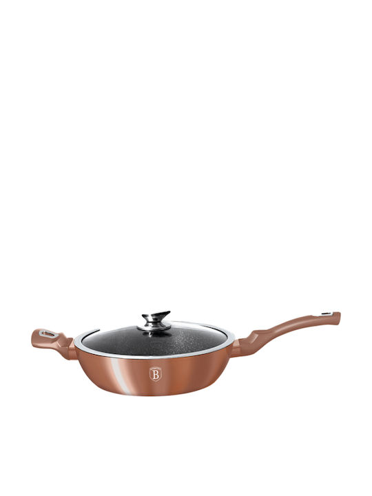 Berlinger Haus Metallic Line Pan with Cap made of Aluminum with Stone Coating Rose Gold Collection 28cm