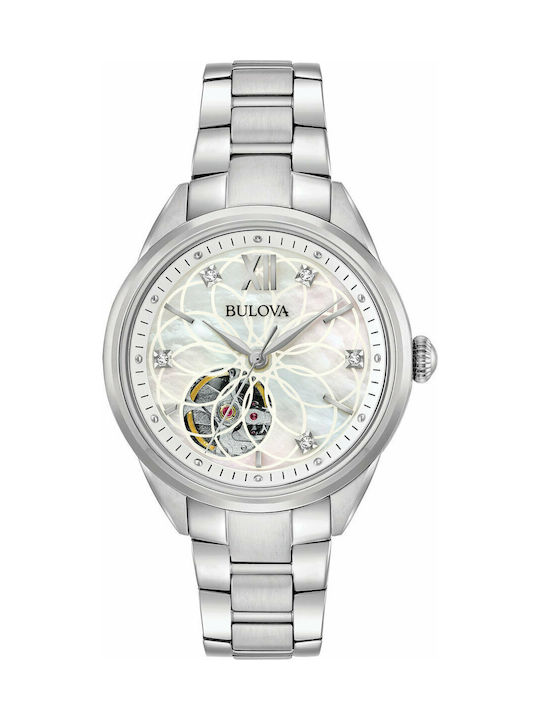 Bulova Diamond Watch Automatic with Silver Metal Bracelet