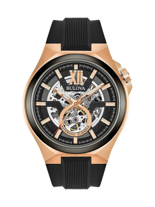 Bulova Mechanical Men's Watch 46mm Automatic with Black Rubber Strap