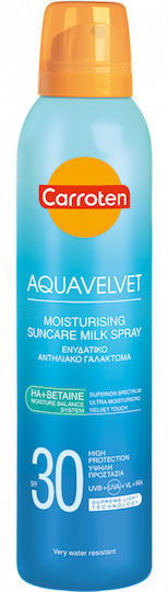 Carroten Aquavelvet Moisturising Milk Waterproof Sunscreen Body Cream SPF30 in Spray 200ml