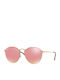 Ray Ban Blaze Round Unisex Sonnenbrille mit Gold Metall Gestell und Rosa Spiegel Linse RB3574N 001/E4