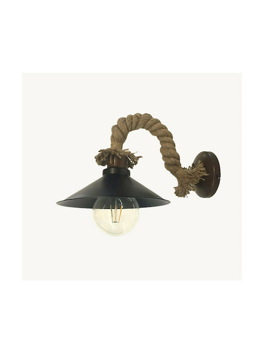 Inlight 43351 Vintage Wandleuchte mit Fassung E27 Schwarz Breite 35cm