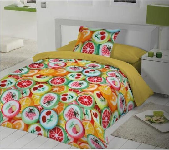 Vesta Home Σετ Παπλωματοθήκη Βαμβακερή 170x240cm Μονή με Μαξιλαροθήκη Magic Print 2110 Πολύχρωμη