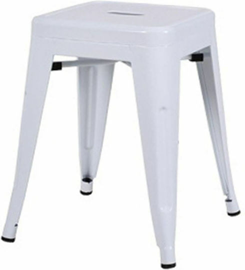 Taburet Metalic Pentru Exterior Relix Alb 39x39x45cm