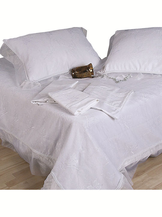 Viopros Bridal Sheets Set Super King 4 Pieces White 240x260cm