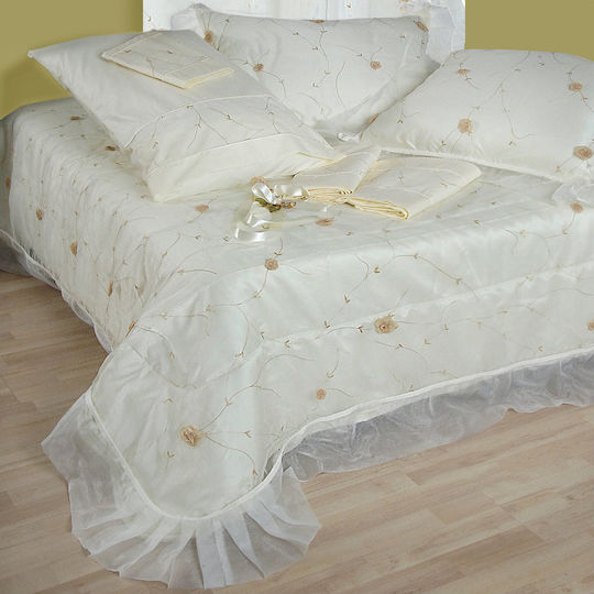 Viopros Bridal Blanket Set Queen with 2 Pillowcases Ecru 240x250 cm