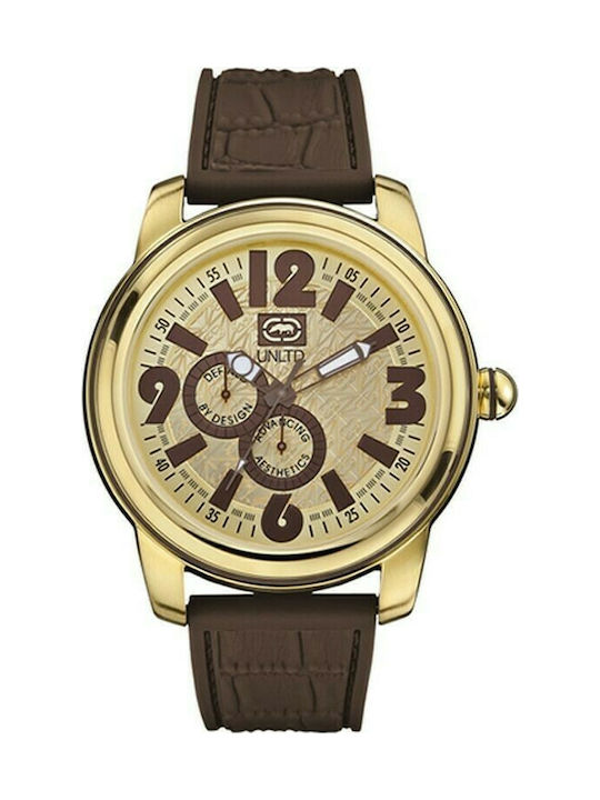 Marc Ecko Miami Watch Chronograph Battery with Brown Rubber Strap