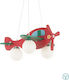 Ideal Lux Kids Wooden Chandelier Ceiling Light E14 Airplane Red 40W 51x23cm