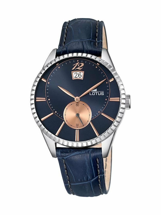 Lotus Watches Ceas Barbati 40mm Baterie cu Curea din piele albastră