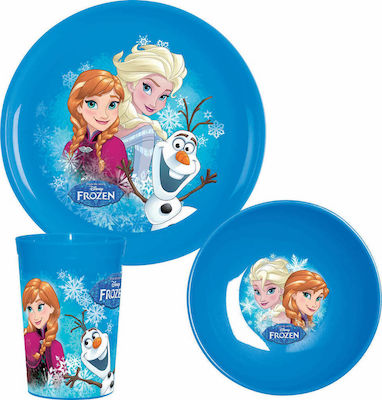 Feeding Set Frozen Snowflakes made of Plastic Blue 3pcs