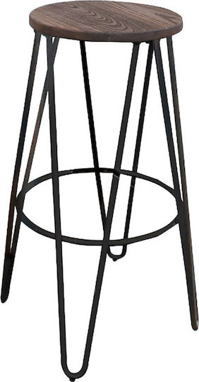 Ξύλινο Σκαμπό Μπαρ Εξωτερικού Χώρου Arco Wood Dark Oak / Antique Black 33x33x76cm