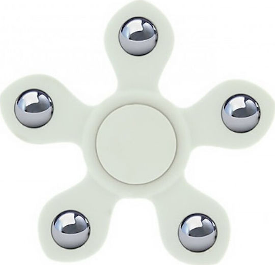 Fidget Spinner Steel Balls Plastic Five Leaves 3 m Plastic Alb