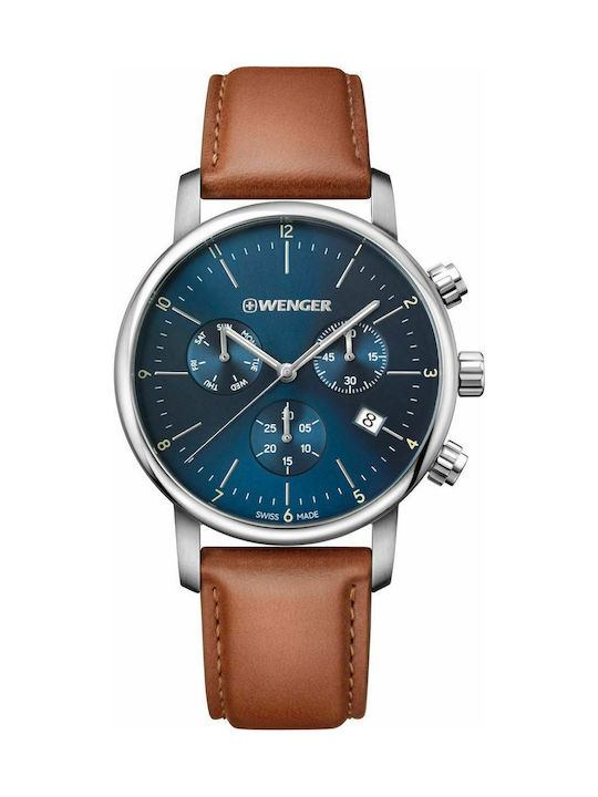 Wenger Urban Classic Uhr Chronograph Batterie mit Braun